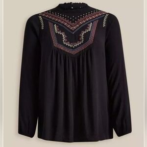 Torrid Boho Black Tunic with Multicolor Embroidery